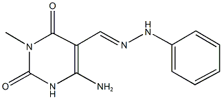 6-amino-3-methyl-2,4-dioxo-1,2,3,4-tetrahydro-5-pyrimidinecarbaldehyde phenylhydrazone Struktur