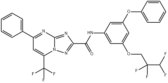 N-[3-phenoxy-5-(2,2,3,3-tetrafluoropropoxy)phenyl]-5-phenyl-7-(trifluoromethyl)[1,2,4]triazolo[1,5-a]pyrimidine-2-carboxamide Struktur