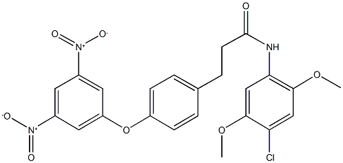 3-(4-{3,5-bisnitrophenoxy}phenyl)-N-(4-chloro-2,5-dimethoxyphenyl)propanamide Struktur