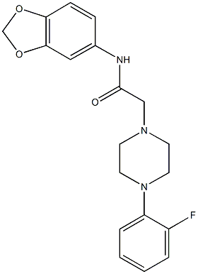 N-(1,3-benzodioxol-5-yl)-2-[4-(2-fluorophenyl)-1-piperazinyl]acetamide Struktur