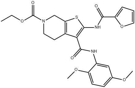 ethyl 3-[(2,5-dimethoxyanilino)carbonyl]-2-(2-furoylamino)-4,7-dihydrothieno[2,3-c]pyridine-6(5H)-carboxylate Struktur