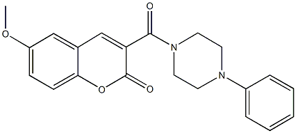 6-methoxy-3-[(4-phenyl-1-piperazinyl)carbonyl]-2H-chromen-2-one Struktur