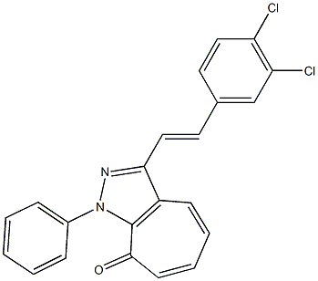 3-[2-(3,4-dichlorophenyl)vinyl]-1-phenylcyclohepta[c]pyrazol-8(1H)-one Struktur