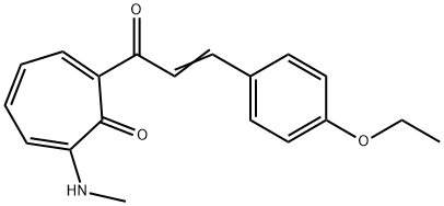 2-[3-(4-ethoxyphenyl)acryloyl]-7-(methylamino)-2,4,6-cycloheptatrien-1-one Struktur