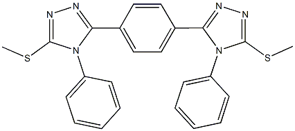 3-(methylsulfanyl)-5-{4-[5-(methylsulfanyl)-4-phenyl-4H-1,2,4-triazol-3-yl]phenyl}-4-phenyl-4H-1,2,4-triazole Struktur