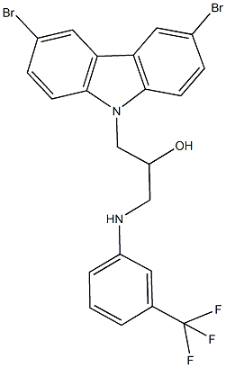 1-(3,6-dibromo-9H-carbazol-9-yl)-3-[3-(trifluoromethyl)anilino]-2-propanol Struktur