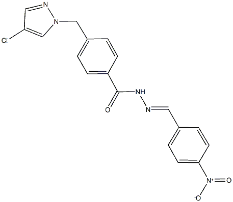 4-[(4-chloro-1H-pyrazol-1-yl)methyl]-N'-{4-nitrobenzylidene}benzohydrazide Struktur