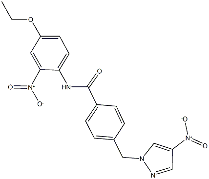 N-{4-ethoxy-2-nitrophenyl}-4-({4-nitro-1H-pyrazol-1-yl}methyl)benzamide Struktur