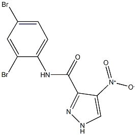 N-(2,4-dibromophenyl)-4-nitro-1H-pyrazole-3-carboxamide Struktur