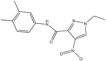 N-(3,4-dimethylphenyl)-1-ethyl-4-nitro-1H-pyrazole-3-carboxamide Struktur