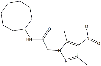 N-cyclooctyl-2-{4-nitro-3,5-dimethyl-1H-pyrazol-1-yl}acetamide Struktur