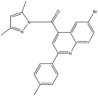 6-bromo-4-[(3,5-dimethyl-1H-pyrazol-1-yl)carbonyl]-2-(4-methylphenyl)quinoline Struktur