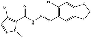 4-bromo-N'-[(6-bromo-1,3-benzodioxol-5-yl)methylene]-1-methyl-1H-pyrazole-5-carbohydrazide Struktur