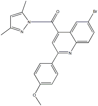 6-bromo-4-[(3,5-dimethyl-1H-pyrazol-1-yl)carbonyl]-2-(4-methoxyphenyl)quinoline Struktur