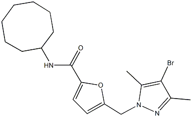 5-[(4-bromo-3,5-dimethyl-1H-pyrazol-1-yl)methyl]-N-cyclooctyl-2-furamide Struktur