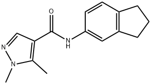 N-(2,3-dihydro-1H-inden-5-yl)-1,5-dimethyl-1H-pyrazole-4-carboxamide Struktur