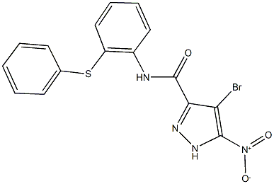 4-bromo-5-nitro-N-[2-(phenylsulfanyl)phenyl]-1H-pyrazole-3-carboxamide Struktur