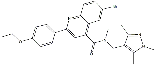 6-bromo-2-(4-ethoxyphenyl)-N-methyl-N-[(1,3,5-trimethyl-1H-pyrazol-4-yl)methyl]-4-quinolinecarboxamide Struktur