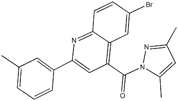 6-bromo-4-[(3,5-dimethyl-1H-pyrazol-1-yl)carbonyl]-2-(3-methylphenyl)quinoline Struktur