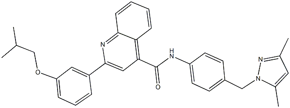 N-{4-[(3,5-dimethyl-1H-pyrazol-1-yl)methyl]phenyl}-2-(3-isobutoxyphenyl)-4-quinolinecarboxamide Struktur