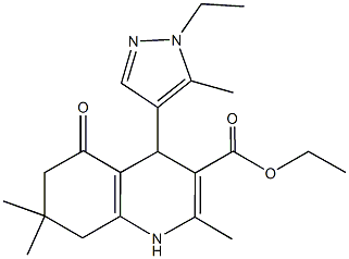 ethyl 4-(1-ethyl-5-methyl-1H-pyrazol-4-yl)-2,7,7-trimethyl-5-oxo-1,4,5,6,7,8-hexahydro-3-quinolinecarboxylate Struktur