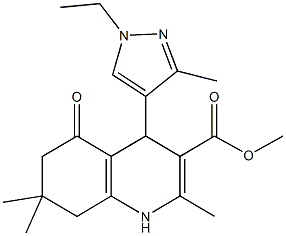 methyl 4-(1-ethyl-3-methyl-1H-pyrazol-4-yl)-2,7,7-trimethyl-5-oxo-1,4,5,6,7,8-hexahydro-3-quinolinecarboxylate Struktur