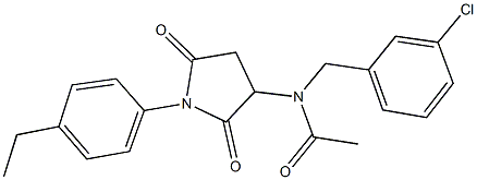 N-(3-chlorobenzyl)-N-[1-(4-ethylphenyl)-2,5-dioxo-3-pyrrolidinyl]acetamide Struktur