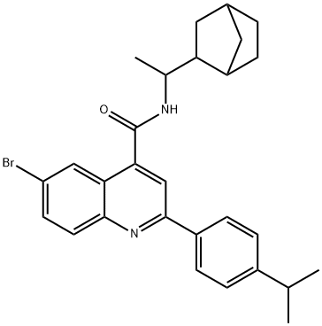 N-(1-bicyclo[2.2.1]hept-2-ylethyl)-6-bromo-2-(4-isopropylphenyl)-4-quinolinecarboxamide Struktur