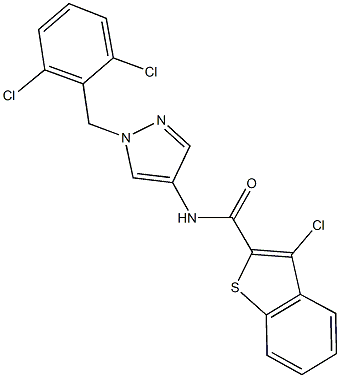 3-chloro-N-[1-(2,6-dichlorobenzyl)-1H-pyrazol-4-yl]-1-benzothiophene-2-carboxamide Struktur