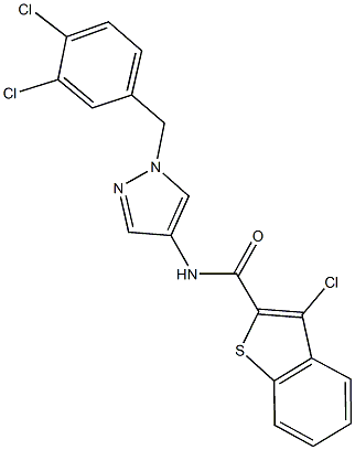 3-chloro-N-[1-(3,4-dichlorobenzyl)-1H-pyrazol-4-yl]-1-benzothiophene-2-carboxamide Struktur