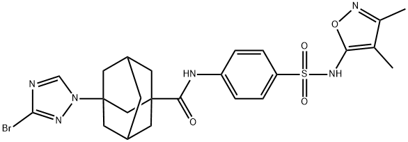 3-(3-bromo-1H-1,2,4-triazol-1-yl)-N-(4-{[(3,4-dimethyl-5-isoxazolyl)amino]sulfonyl}phenyl)-1-adamantanecarboxamide Struktur