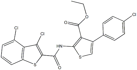 ethyl 4-(4-chlorophenyl)-2-{[(3,4-dichloro-1-benzothien-2-yl)carbonyl]amino}thiophene-3-carboxylate Struktur