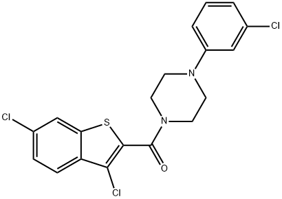 1-(3-chlorophenyl)-4-[(3,6-dichloro-1-benzothien-2-yl)carbonyl]piperazine Struktur