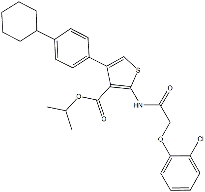 isopropyl 2-{[(2-chlorophenoxy)acetyl]amino}-4-(4-cyclohexylphenyl)thiophene-3-carboxylate Struktur