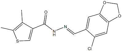 N'-[(6-chloro-1,3-benzodioxol-5-yl)methylene]-4,5-dimethyl-3-thiophenecarbohydrazide Struktur