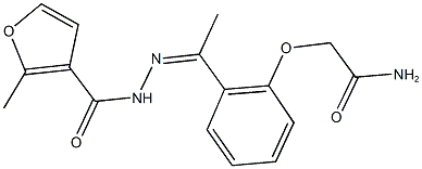 2-{2-[N-(2-methyl-3-furoyl)ethanehydrazonoyl]phenoxy}acetamide Struktur