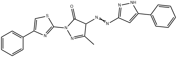 5-methyl-4-[(3-phenyl-1H-pyrazol-5-yl)diazenyl]-2-(4-phenyl-1,3-thiazol-2-yl)-2,4-dihydro-3H-pyrazol-3-one Struktur