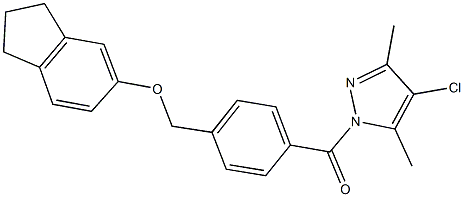 4-chloro-1-{4-[(2,3-dihydro-1H-inden-5-yloxy)methyl]benzoyl}-3,5-dimethyl-1H-pyrazole Struktur