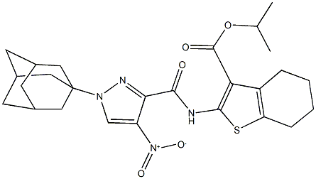 isopropyl 2-[({1-(1-adamantyl)-4-nitro-1H-pyrazol-3-yl}carbonyl)amino]-4,5,6,7-tetrahydro-1-benzothiophene-3-carboxylate Struktur