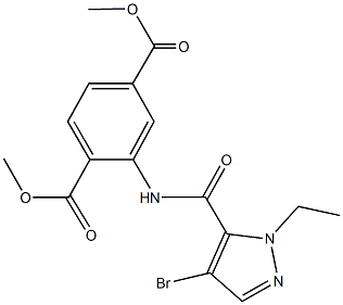 dimethyl 2-{[(4-bromo-1-ethyl-1H-pyrazol-5-yl)carbonyl]amino}terephthalate Struktur