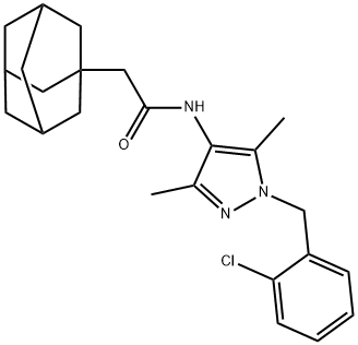 2-(1-adamantyl)-N-[1-(2-chlorobenzyl)-3,5-dimethyl-1H-pyrazol-4-yl]acetamide Struktur