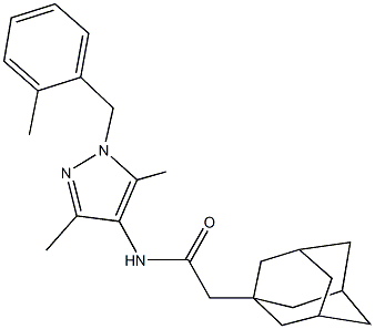 2-(1-adamantyl)-N-[3,5-dimethyl-1-(2-methylbenzyl)-1H-pyrazol-4-yl]acetamide Struktur