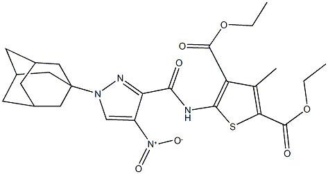 diethyl 5-[({1-(1-adamantyl)-4-nitro-1H-pyrazol-3-yl}carbonyl)amino]-3-methyl-2,4-thiophenedicarboxylate Struktur