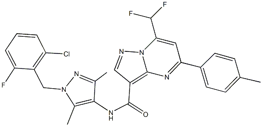 N-[1-(2-chloro-6-fluorobenzyl)-3,5-dimethyl-1H-pyrazol-4-yl]-7-(difluoromethyl)-5-(4-methylphenyl)pyrazolo[1,5-a]pyrimidine-3-carboxamide Struktur