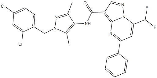 N-[1-(2,4-dichlorobenzyl)-3,5-dimethyl-1H-pyrazol-4-yl]-7-(difluoromethyl)-5-phenylpyrazolo[1,5-a]pyrimidine-3-carboxamide Struktur