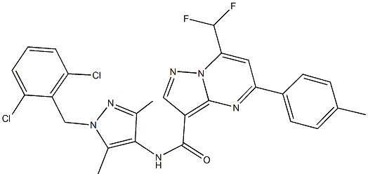 N-[1-(2,6-dichlorobenzyl)-3,5-dimethyl-1H-pyrazol-4-yl]-7-(difluoromethyl)-5-(4-methylphenyl)pyrazolo[1,5-a]pyrimidine-3-carboxamide Struktur