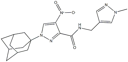 1-(1-adamantyl)-4-nitro-N-[(1-methyl-1H-pyrazol-4-yl)methyl]-1H-pyrazole-3-carboxamide Struktur