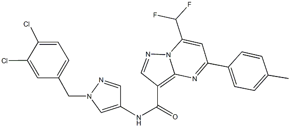 N-[1-(3,4-dichlorobenzyl)-1H-pyrazol-4-yl]-7-(difluoromethyl)-5-(4-methylphenyl)pyrazolo[1,5-a]pyrimidine-3-carboxamide Struktur