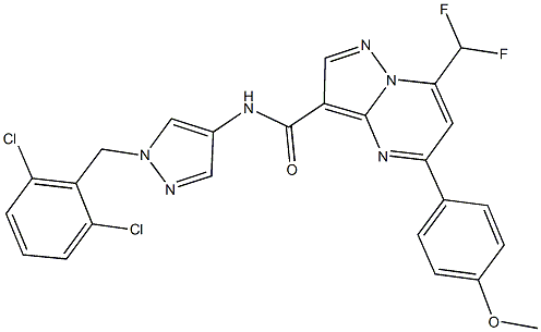 N-[1-(2,6-dichlorobenzyl)-1H-pyrazol-4-yl]-7-(difluoromethyl)-5-(4-methoxyphenyl)pyrazolo[1,5-a]pyrimidine-3-carboxamide Struktur