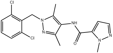 N-[1-(2,6-dichlorobenzyl)-3,5-dimethyl-1H-pyrazol-4-yl]-1-methyl-1H-pyrazole-5-carboxamide Struktur